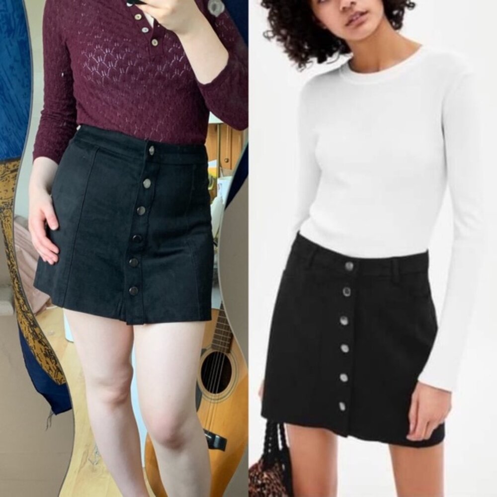 Zara TRF Collection | Black Front Button up skirt | Size Small